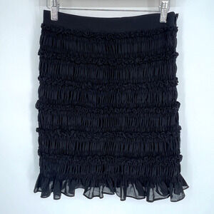 Mojo S Phine Womens Skirt Mini Smocked Ruffle Hem Office Coquette Size S Glam